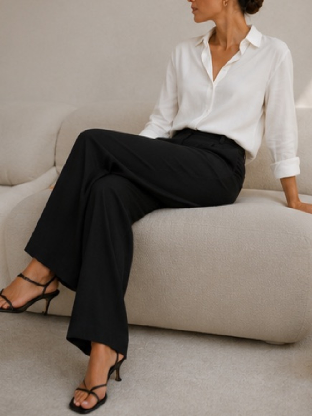 NWT Vince Black Linen Blend Wide Leg Pull On Trousers $395. High Waist Size M - Picture 8 of 8
